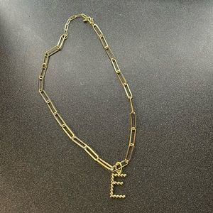 E Gold Pendant Chain Necklace